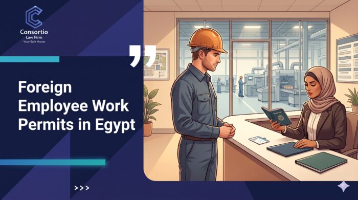 HR coordinator checks a foreign engineer's work-permit documents at factory reception in Egypt.